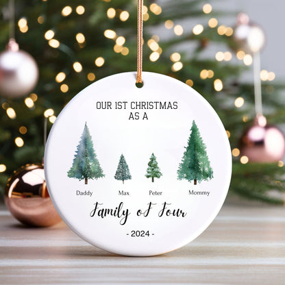 Family of Three Personalized Christmas Ornament – Baby’s First Christmas Keepsake