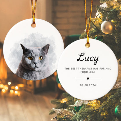 Personalized Pet Watercolor Ornament - Custom Christmas Keepsake for Dogs & Cats