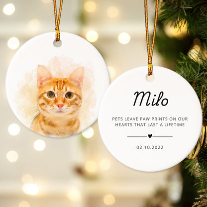 Personalized Pet Watercolor Ornament - Custom Christmas Keepsake for Dogs & Cats