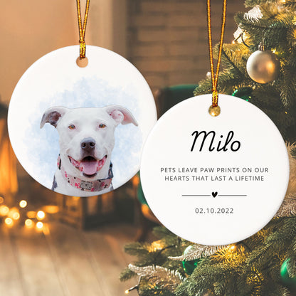 Personalized Pet Watercolor Ornament - Custom Christmas Keepsake for Dogs & Cats